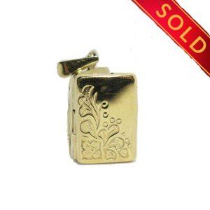 14K Vintage Floral Etched Book Locket